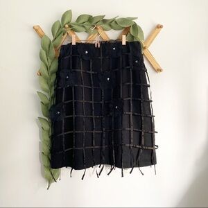 Jacqueline Quinn Caged Black Floral Appliqué Skirt